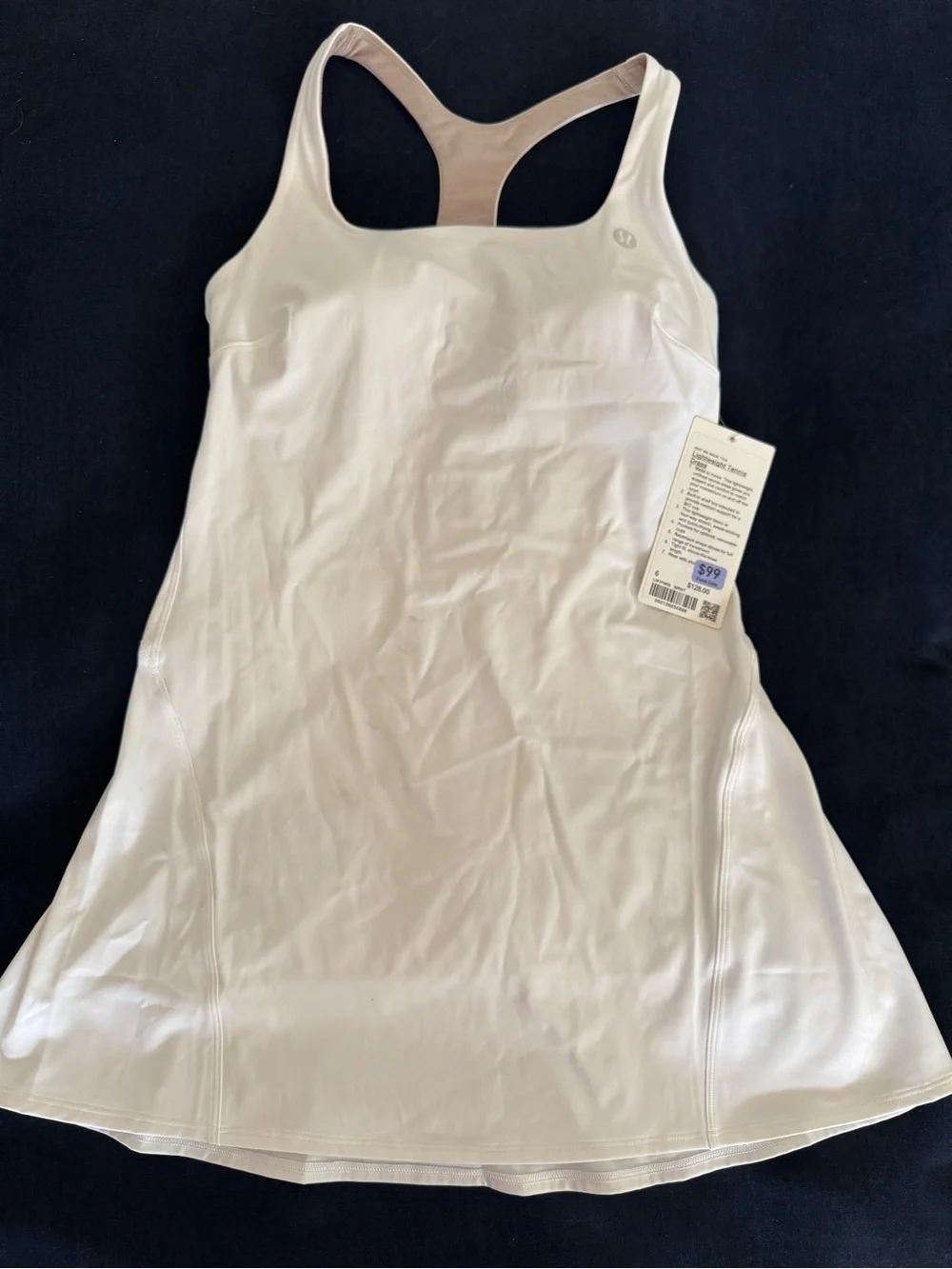 lululemon athletica Cream Racerback Tennis Dress with Built-In Support